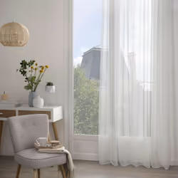 Voilage tissé sablé "Sam" 140 x 240 cm Atmosphera - Blanc