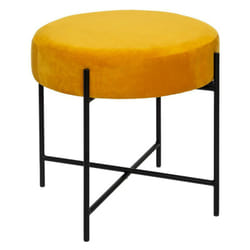 Atmosphera - Tabouret velours cosy et polyvalent Arty Ocre