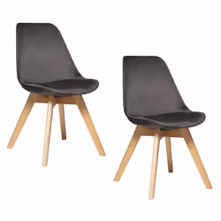 Lot de 2 chaises en velours style scandinave "Helsinki" Atmosphera - Gris foncé