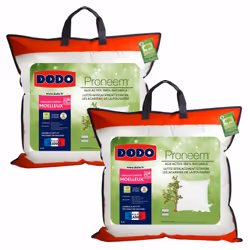 Descriptif : Lot de 2 oreillers moelleux antiacariens Proneem® Dodo. La qualité de l’oreiller influe sur notre santé car il a ...