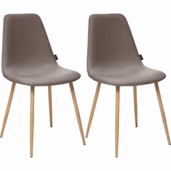 Lot de 2 chaises style Vintage "Marylin" pieds métal imitation hêtre Atmosphera - Taupe