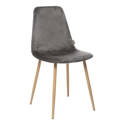 Lot de 2 chaises style Vintage 'Marylin' Velours & pieds métal imitation hêtre Atmosphera Couleur: Gris foncé