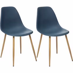 Lot de 2 chaises style scandinave "Ava" pieds métal imitation chêne Atmosphera - Bleu
