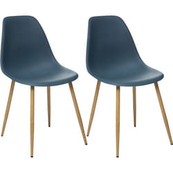 Lot de 2 chaises style scandinave "Ava" pieds métal imitation chêne Atmosphera - Bleu