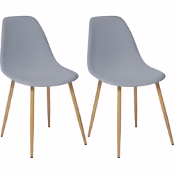 Lot de 2 chaises style scandinave "Ava" pieds métal imitation chêne Atmosphera - Gris