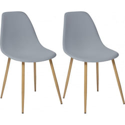 Lot de 2 chaises style scandinave "Ava" pieds métal imitation chêne Atmosphera - Gris
