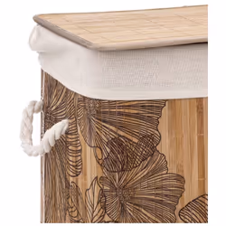 Descriptif : Le panier à linge couleur Bambou "Blackflora" ou "Palawan" 60 litres d'Atmosphéra met en valeur les belles matiè ...