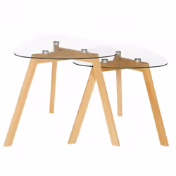 Lot de 2 tables basses gigognes Thalie Bois & Verre trempé Atmosphera