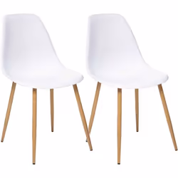 Lot de 2 chaises style scandinave "Ava" pieds métal imitation chêne Atmosphera - Blanc