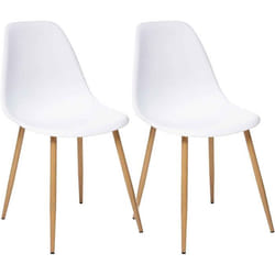 Lot de 2 chaises style scandinave "Ava" pieds métal imitation chêne Atmosphera - Blanc