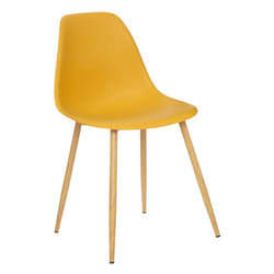 Lot de 2 chaises style scandinave "Ava" pieds métal imitation chêne Atmosphera - Ocre