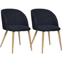 Lot de 2 fauteuils imitation chêne 'Céleste' en velours côtelé Atmosphéra - Encre