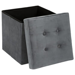 Atmosphera - Pouf coffre pliable capitonne 'Lysandre' Couleur: Gris