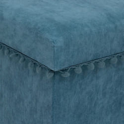 Atmosphera - Pouf coffre pliable à pompons 'Memo' Couleur: Bleu canard