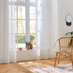 Voilage tissé sablé "Sab" 140 x 240 cm Atmosphera - Blanc