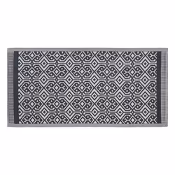 Tapis d'extérieur géométrique 90 x 180 cm Atmosphera - Mandala Noir