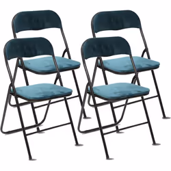 Lot de 4 chaises pliante en velours "Easy" Atmosphera - Bleu