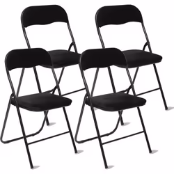 Lot de 4 chaises pliante en velours "Easy" Atmosphera - Noir