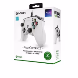 NACON Pro Compact Controller, Manette de jeu, Xbox One, Xbox Series S, Xbox Series X, Avec fil, USB, Blanc, 3 m