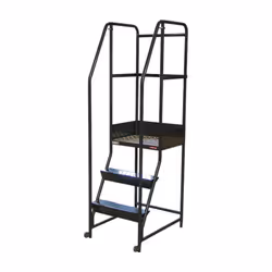 Fimm - Escabeau roulant étroit charge 150 kg 3 marches Ht plateforme 760 mm Les avantages de cet escabeau roulant étroit char ...