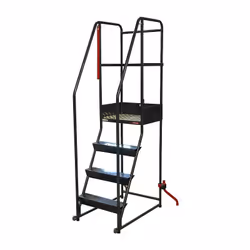 Fimm - Escabeau roulant étroit charge 150 kg 4 marches Ht plateforme 1010 mm Les avantages de cet escabeau roulant étroit cha ...