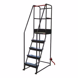 Fimm - Escabeau roulant étroit charge 150 kg 5 marches Ht plateforme 1260 mm Les avantages de cet escabeau roulant étroit cha ...