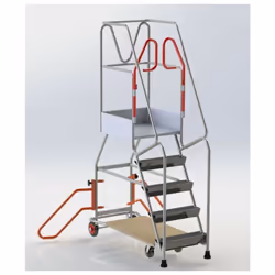 Fimm - Escabeau rayonnage 5 marches à immobilisation automatique Permet l'accès aux rayonnages et offre des garanties de sécu ...
