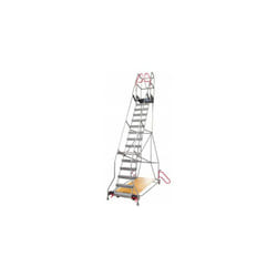 Fimm - Escabeau roulant à immobilisation automatique charge 150 kg 15 marches Ht travail 5460 mm