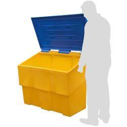 Bac à sel, sable et absorbant 500 l en pehd jaune à couvercle bleu - Fimm