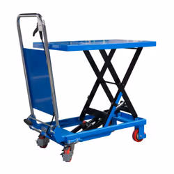 Fimm - Table élévatrice 150 kg manuelle simple ciseaux Faible encombrement avec son dossier repliable, ce qui permet de la tr ...