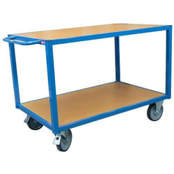 Servante d'atelier 2 plateaux charge 500 kg 1300 x 800 mm ø roues 200 mm - Fimm
