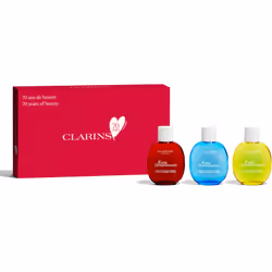 Tout pour une peau merveilleusement belle dans un seul conditionnement. Le coffret cosmétique Clarins Iconic Treatment Fragra ...
