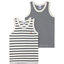 T-shirt - PETIT BATEAU - A01DS - Lot de 2 - 100% Coton - Manches courtes - Garçon