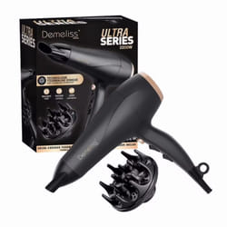 SAINT ALGUE Sèche-cheveux Demeliss Ultra Series, 2200 W, 3 réglages de chaleur, avec diffuseur, Noir - Soin capillaire professionnel