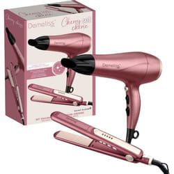 Coffret set lisseur + Sèche-cheveux - DEMELISS - 2200 W - Cherry Chérie