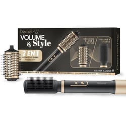 Brosse soufflante 2-en-1 - SAINT ALGUE - Demeliss Volume & Style - 1000 W - 3 températures - Noir / Or