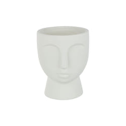 J-line - Cache-pot visage en céramique blanc 18.5x18x22 cm