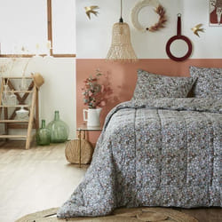 Couette imprimée 220x240 cm avec taies Coton Myosotis