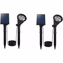 SPOT SOLAIRE LED : 2x Spiky Away W34 est un lot de 2 spots solaires à base LED blanc froid qui possède jusqu'à 12 heures d'au ...