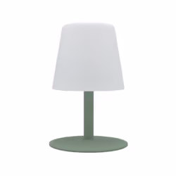 Lampe de table sans fil avec pied en acier vert olive et LED blanc chaud/blanc froid dimmable. Design moderne et épuré. Auton ...