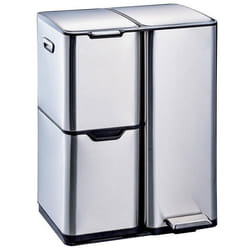 Poubelle de cuisine tri sélectif HAJA Argent Acier inoxydable 60L