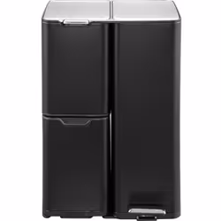 Poubelle de cuisine tri sélectif HAJA Noir Acier inoxydable 60L
