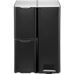 Poubelle de cuisine tri sélectif HAJA Noir Acier inoxydable 60L