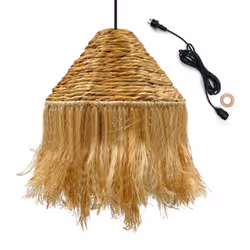 ABAT-JOUR EN FIBRE NATURELLE : La suspension LEONORA OUTDOOR CABLE, issue de l'artisanat, est fabriquée en jacinthe d'eau et ...