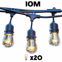 Guirlande lumineuse E27 Mafy Light Connectable GRANDE LONGUEUR : cette guirlande à ampoules LED E27 à filament est parfaite p ...