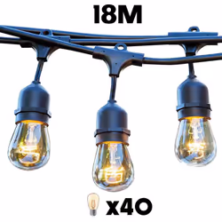 Guirlande lumineuse E27 Mafy Light Connectable GRANDE LONGUEUR : cette guirlande à ampoules LED E27 à filament est parfaite p ...