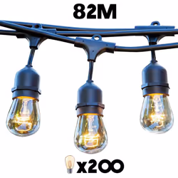 Guirlande lumineuse E27 Mafy Light Connectable GRANDE LONGUEUR : cette guirlande à ampoules LED E27 à filament est parfaite p ...