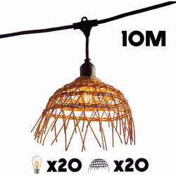 Design bohème chic et naturel : Cette guirlande lumineuse LED avec abat-jour en polyrotin combine un style bohème élégant et  ...
