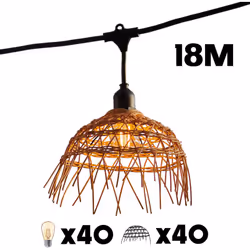 Design bohème chic et naturel : Cette guirlande lumineuse LED avec abat-jour en polyrotin combine un style bohème élégant et  ...