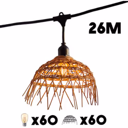 Lumisky - Lot de 6 guirlandes hawaii light connectable Noir Poly rotin 6M